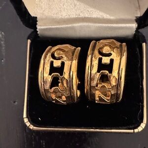 Vintage Huggie Chanel cut out earrings